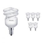 Confezione Multipack 6x Philips Tornado T2 Spiral 12W 827 E14 | Bianco MolaCaldo