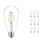 Multipack 10x Philips Classic LEDbulb E27 Edison 4W 827 Clear | Replaces 40W